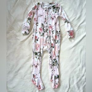 Posh Peanut Vintage Pink Rose Footie Ruffled Zippered One Piece